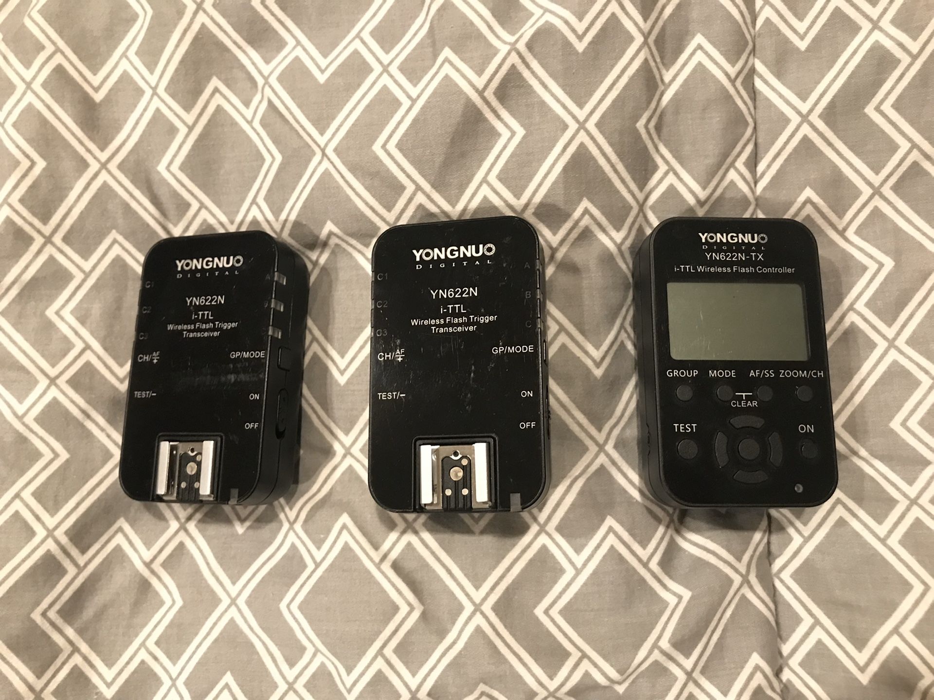 Yongnuo flashes (2), triggers (2), and controller