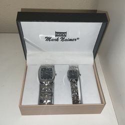 Mark Naimer His & Hers Wristwatch Collection Set, Matching Silver Brand New in Box 