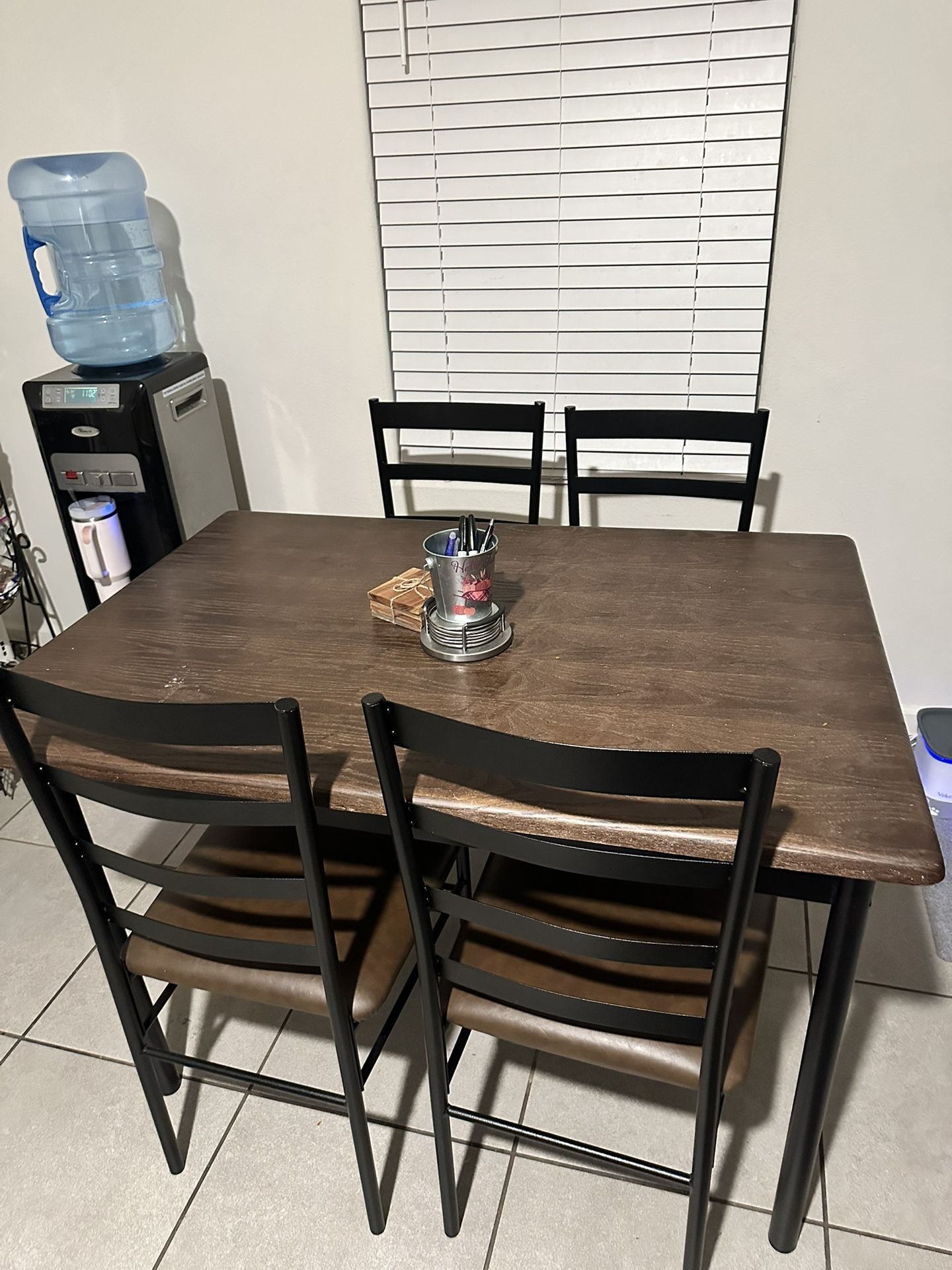 4-Person Dining Table Set – Sturdy Wood & Metal Design