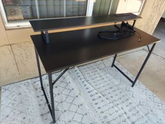 Computer Desk With LED Lighting. USB/Power Outlets, Monitor Shelf, Home/Office, Wireless Charging