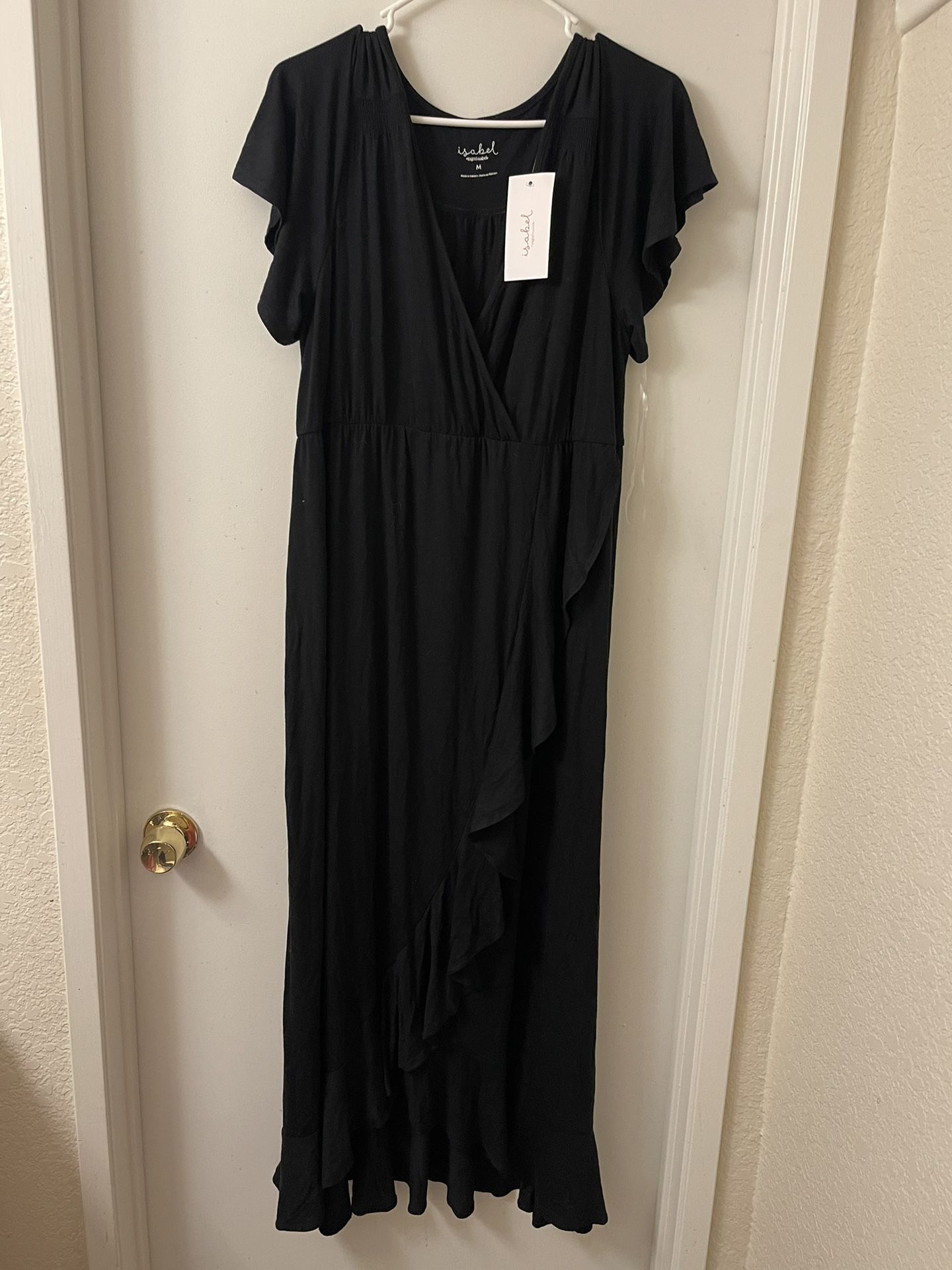 NWT Black Ruffle Side Long Dress 