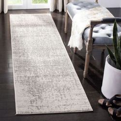 2ft X 8ft SAFAVIEH Madison Collection Runner Rug - 2'3" x 8', Silver & Ivory, Snowflake Medallion Distressed Design, Non-Shedding & Easy Care Ideal!