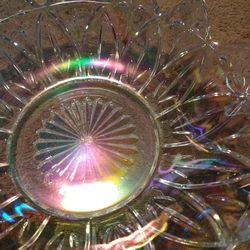 VINTAGE Iridescent Clear Carnival Glass "Sunflower" Bowl