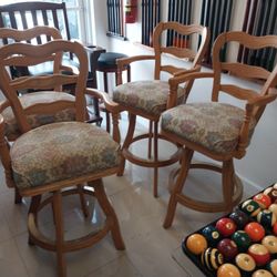 4 Wooden Stools Bar High 