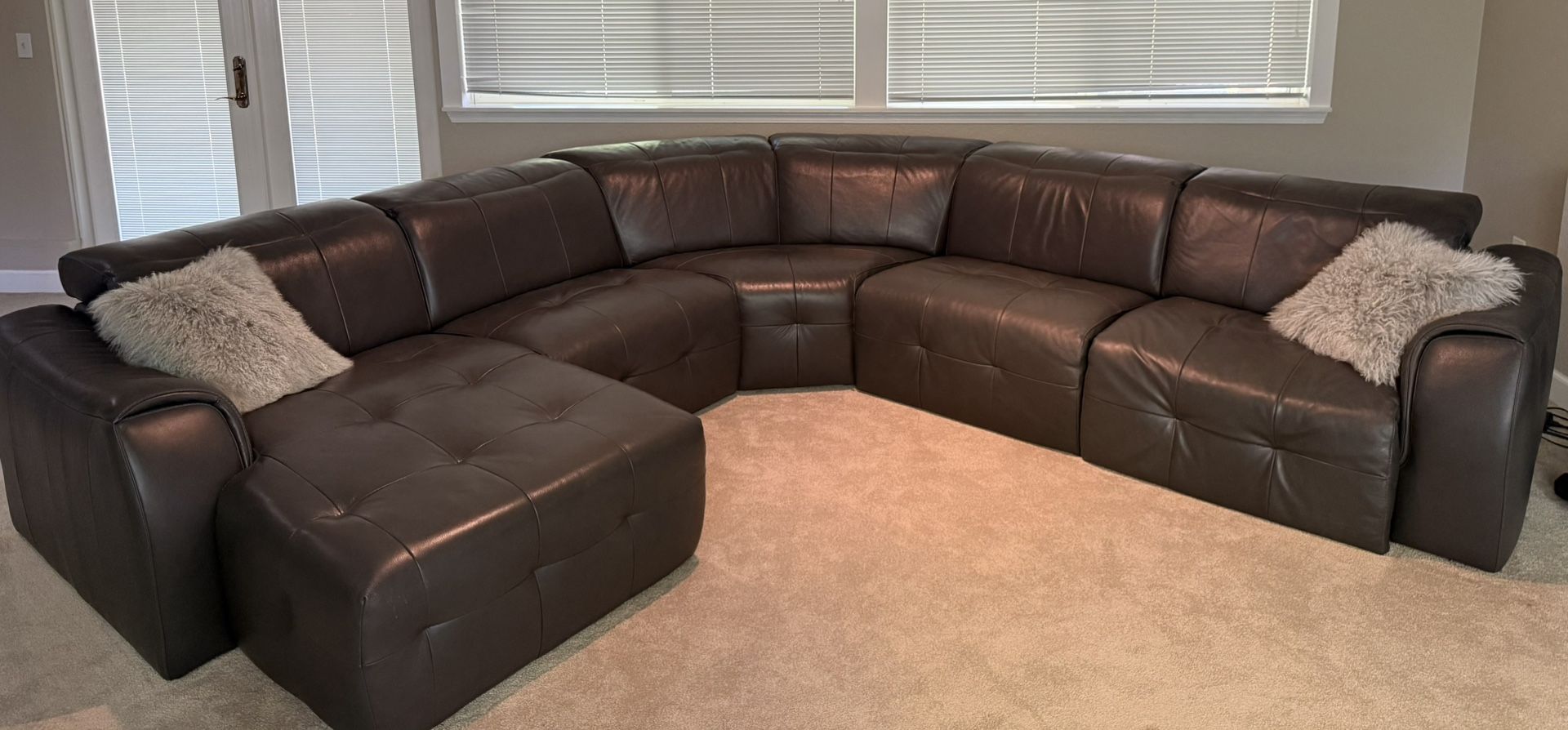 Macy’s Charcoal Gray Leather Recliner Sectional