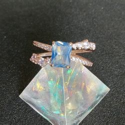 Bomb Party BP Belong To Me rose gold blue opal cz ring size 10 