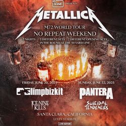 Metallica tickets, group of 4, Two (2) days, Friday 6/20 + Sunday 6/22 - $400 (santa clara)