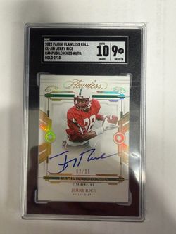2022 Panini Flawless Jerry Rice Campus Legends Auto Gold SGC 9