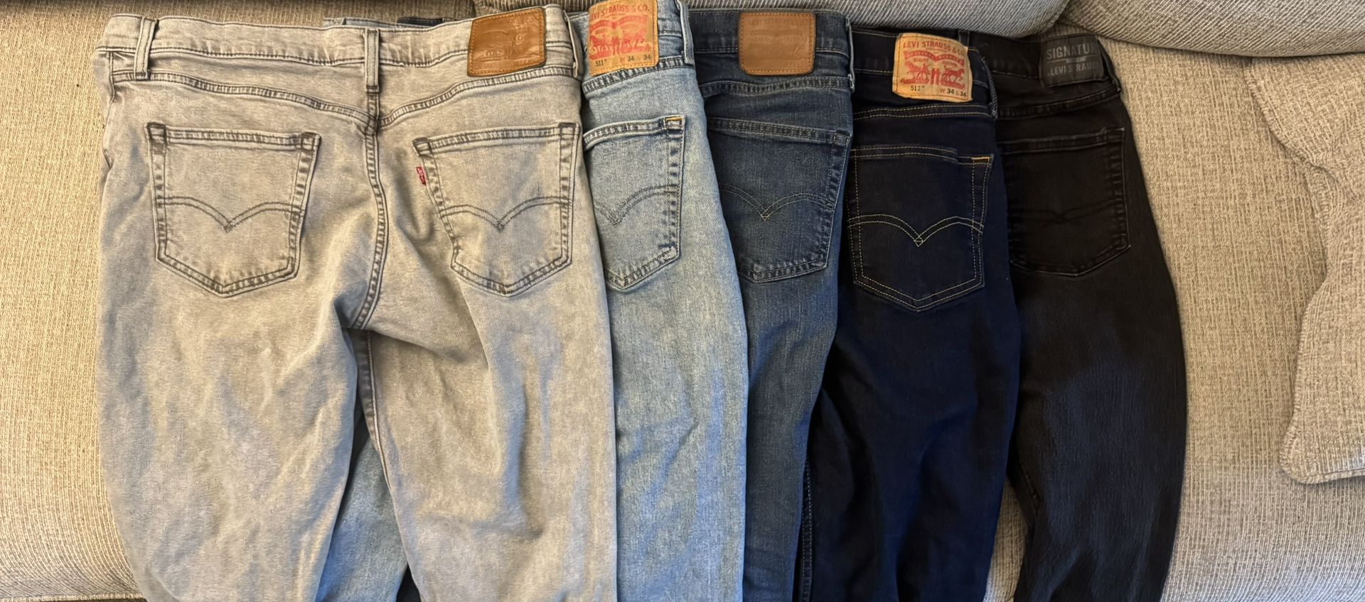 5 pairs Levi's Jeans men’s 34 x 34