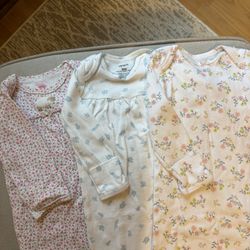 Sleep Gowns, 0-3 Months, Set Of 3