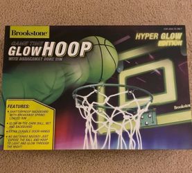 NEW Brookstone Game Time Glow Hoop - Hyper Glow Edition Mini Basketball