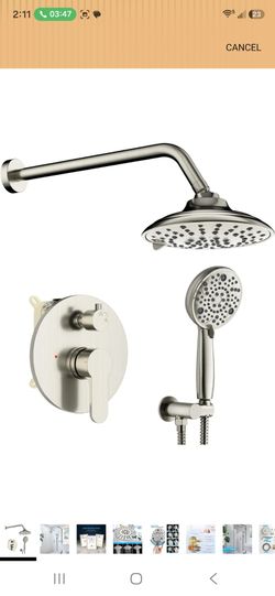 Shower Faucets Sets Complete, with 3 Setting High Pressure Shower Head Combo, Bathroom Wall Mounted Rainfall Shower System Fixtures with 8-Mode Handhe