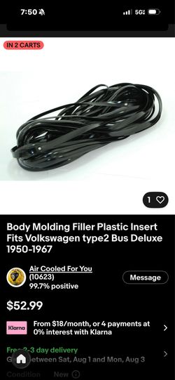 VW Bus Body Molding Filler Plastic Insert - Volkswagen type2 Bus Deluxe