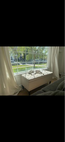 Beige storage bench