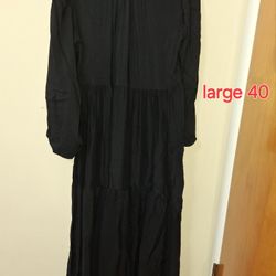 Women Black Dress Long Size Large