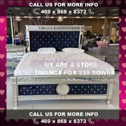 ❤️Bella Black/Blue available bedroom set 4pc✨ we have delivery 🚛👍🏼 queen 2299 king 2399