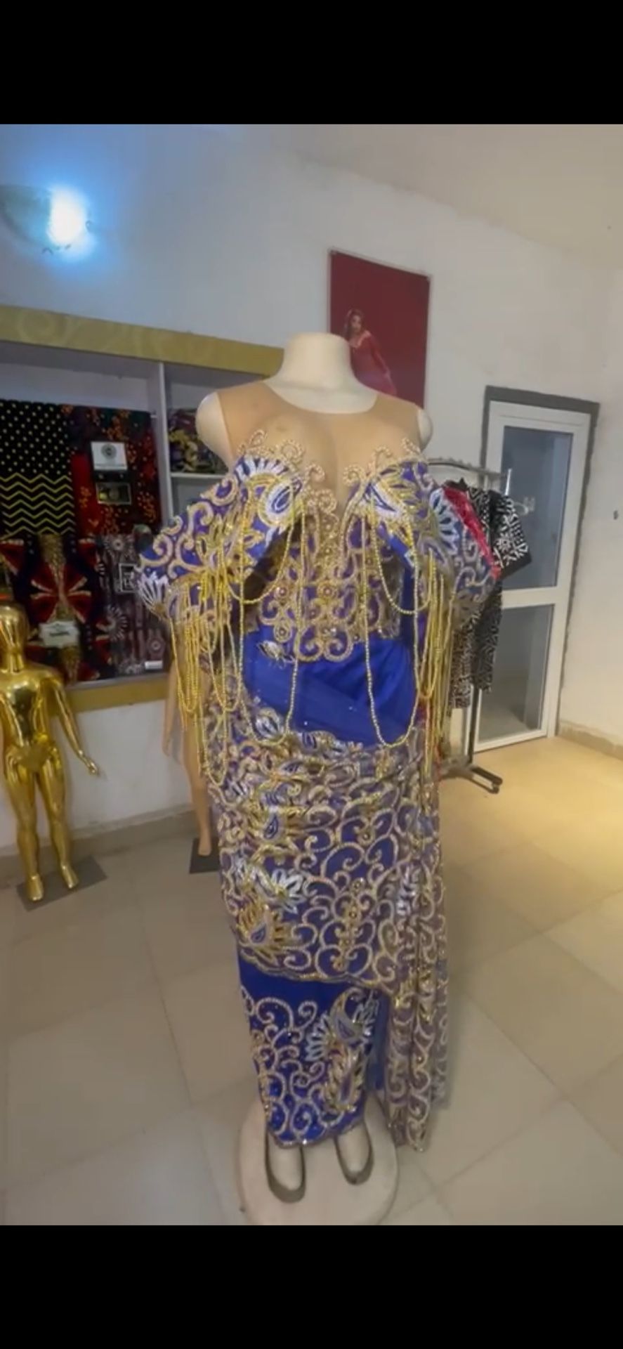 Nigerian Dress Royal Blue Medium With A Corset