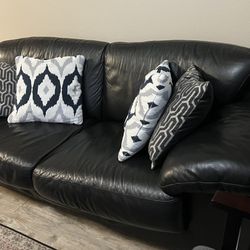 Leather Couch, Coffee Table, End Table