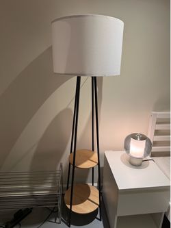 Floor Lamp with Built-In Shelf