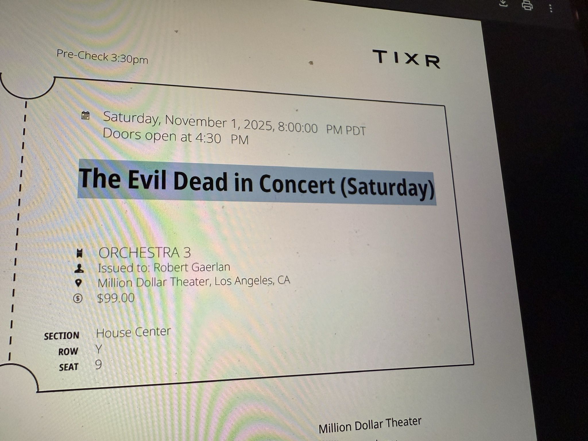 Evil Dead In concert 3 Tickets