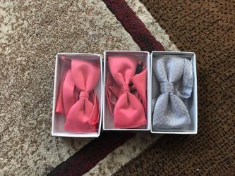 Coral and silver tie bow