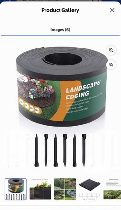 Black Plastic Garden Landscape Edging, 5” Tall Border Coil with 6 Durable Stakes, Flexible and Strengthened with Anti-UV Treatment (20ft with 6pcs Sta