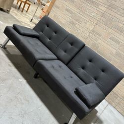🔥Special discount🔥Renwick Fabric Upholstered Convertible Futon Sofa Bed with Cup Holders and Pillows, Black $100 📍 Warehouse Address: 2745 Boone St