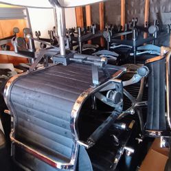 Leather And Metal Rolling Office Chairs 