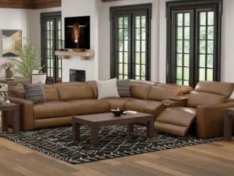 6 pc Power Leather Sectional