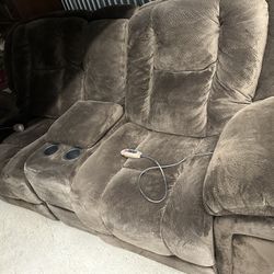 Brown 2 Seater Couch With Heat And Message