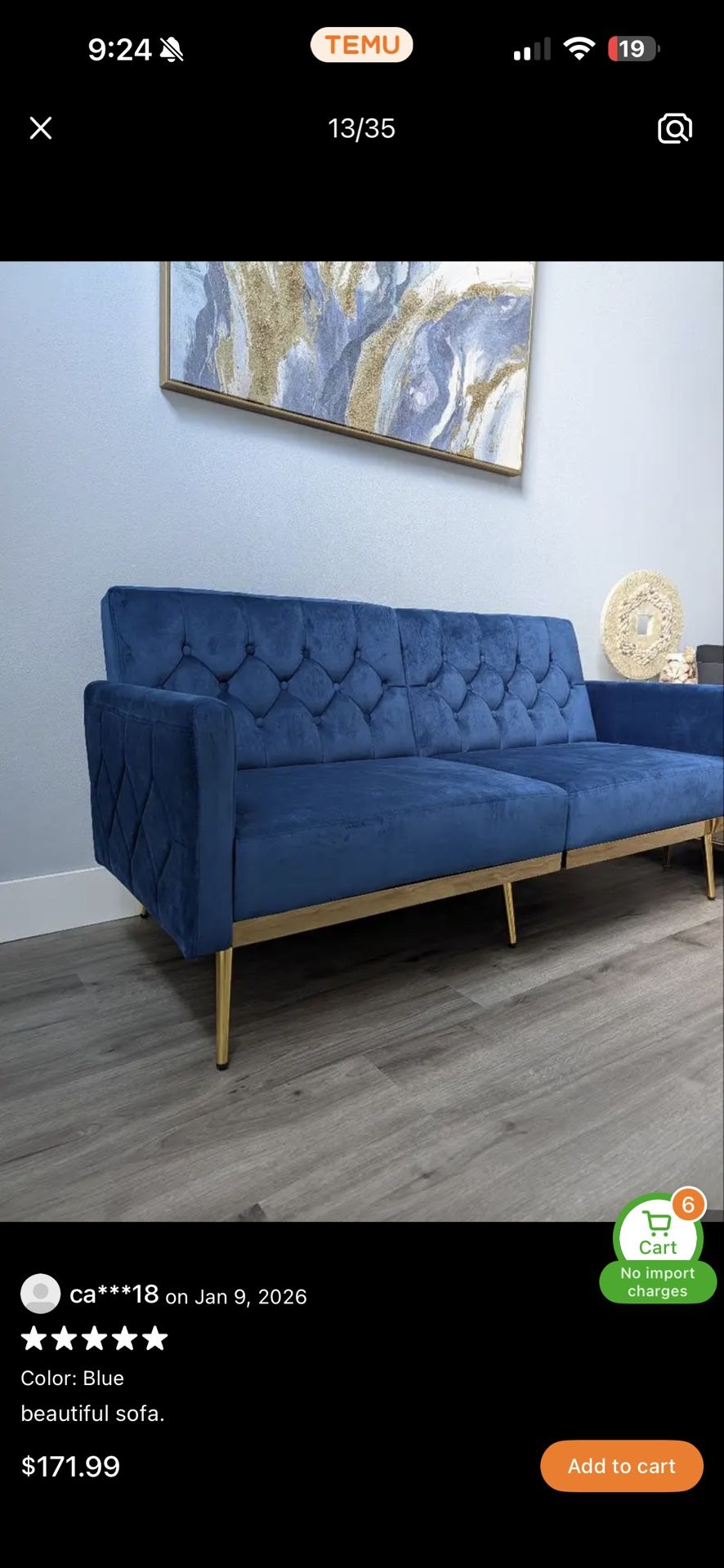 Luxury Velvet Sofa Bed Futon – Modern Gold Legs (New) - MULTIPLE COLORS AVAILABLE!