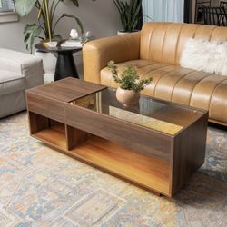Walnut Coffee Table With LED Light