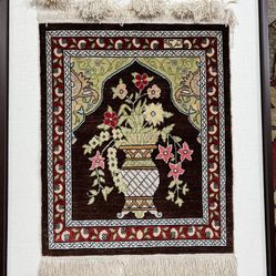Pusr Silk Hereke Turkish Rug With Frane