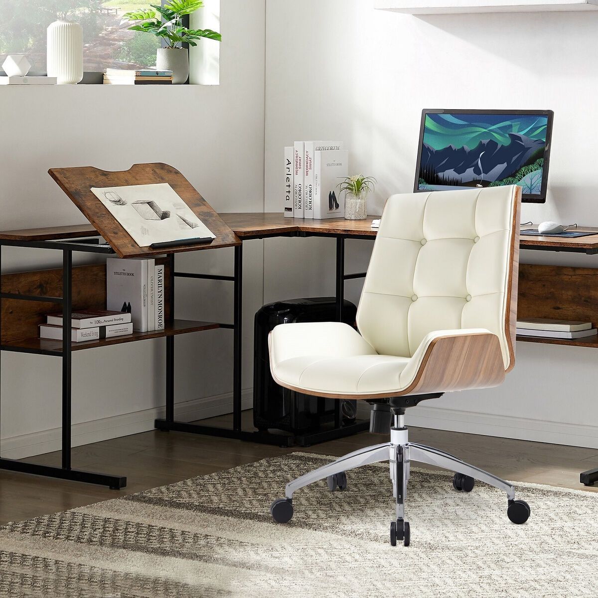 DC DiClasse White Computer Desk Chair Tilt Angle Adjustable Executive Office Use