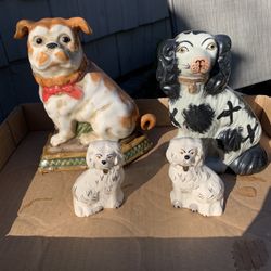 Decorative China Dogs - 2 Large. 2 Small 