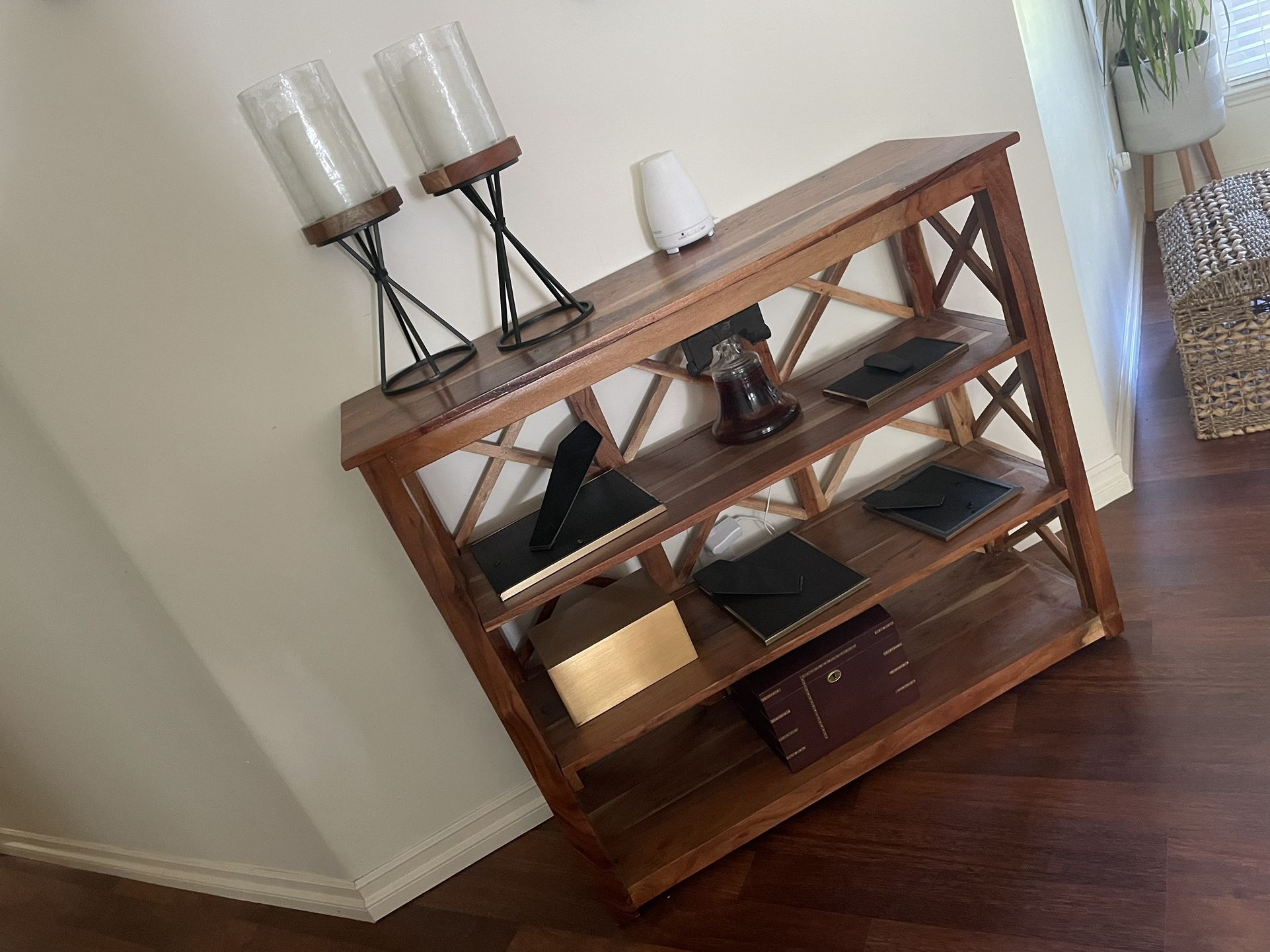Console Table With Bookcases Solid Wood Acacia