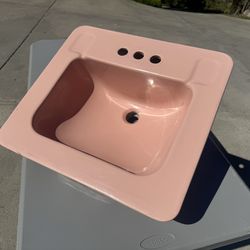 Vintage 1956 Eljer Mid Century Modern Coral Pink Bathroom Sink