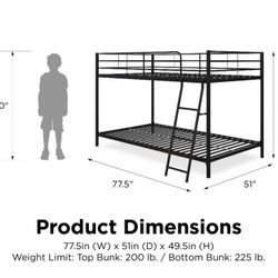 Metal Frame Bunk Bed- OBO