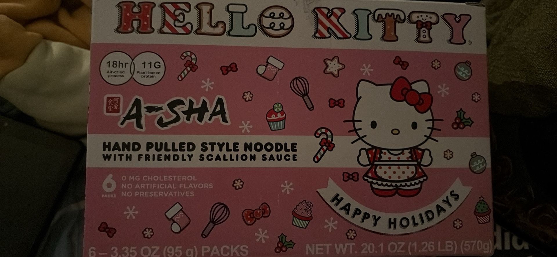 (6) Pack Hello KITTY A-SHA Hand Pulled Style Noodle With Scallion Sauce