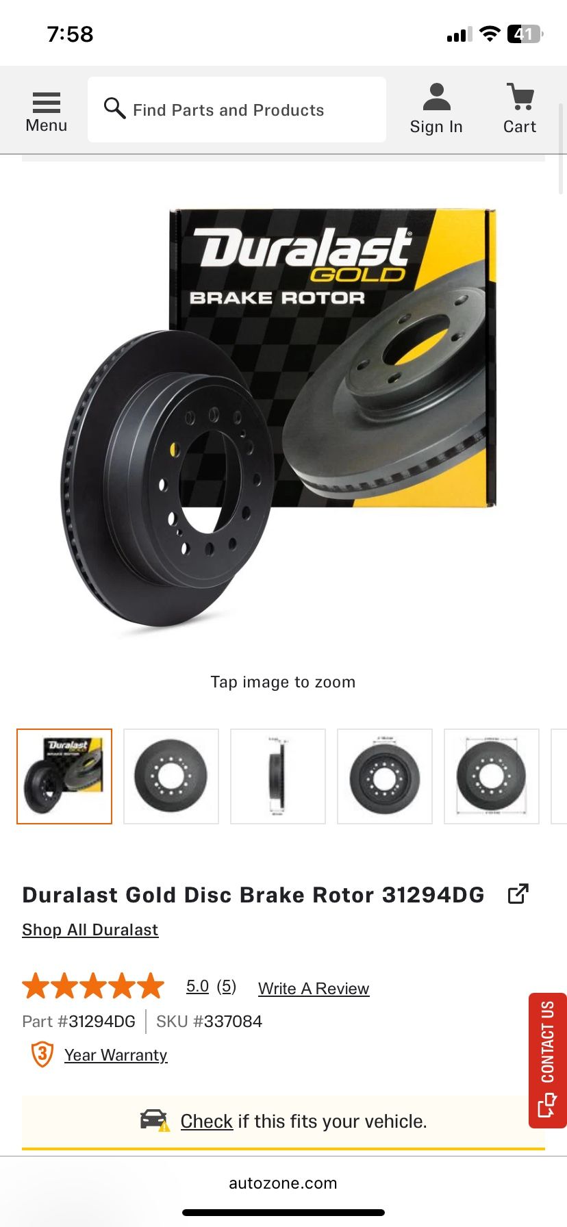 Duralast Gold Brake Rotors, Model 31294DG