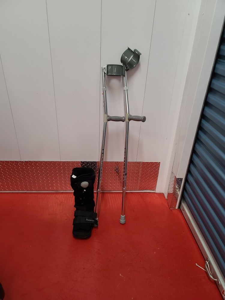 Free adult size boots and crutches