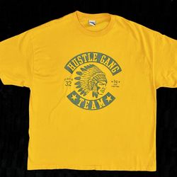 HUSTLE GANG TEAM Hustlegang of America Yellow 2XL T-shirt Indian Chief
