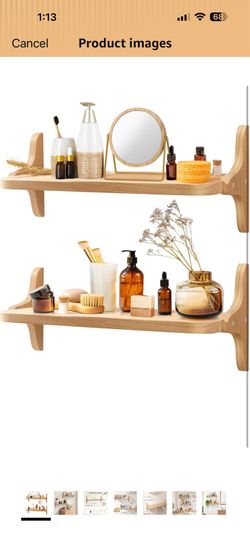 Wooden Floating Shelves for Wall, 15.7" W x 5" D x 0.6" H Large Wall Shelves, Hanging Storage Shelf with Sturdy Brackets for Living Room, Kitchen, Bat