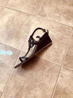 Tory Burch Black Leather Wedge Sandal