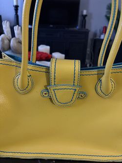 Antonio Melani Tatum Yellow Leather Handbag Satchel.