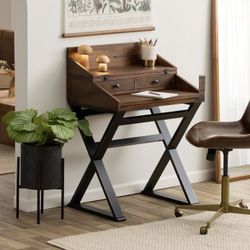 Desk Solid Wood Secretary Desk Storage Drawers Antique Finish