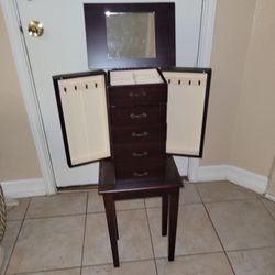 Standing Jewelry Cabinet Jewelry Armoire with Drawers & Mirrors