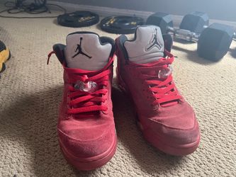 Size 10.0 Air Jordan 5 Retro Red Suede Sneakers