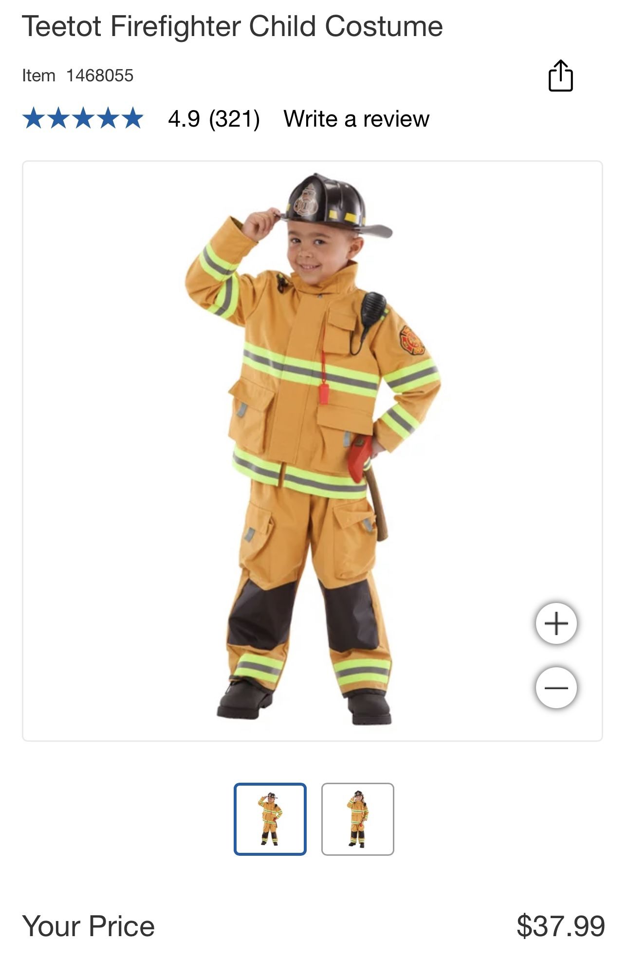 Firefighter Halloween Costume NEW