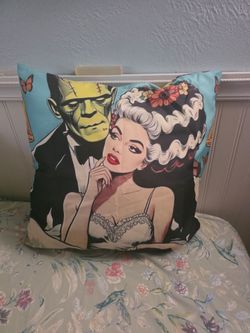 Set of 2 Frankenstein and bride pillows.